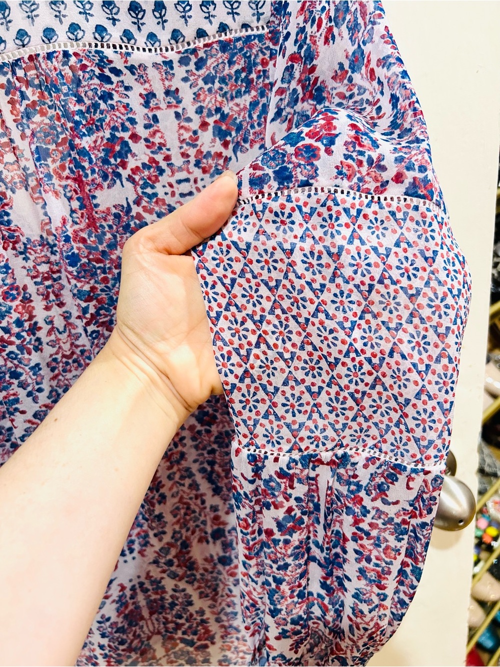 Rebecca Taylor Silk Floral Peasant Women's Top Boho Luxury Designer Size 8 - Picture 8 of 9